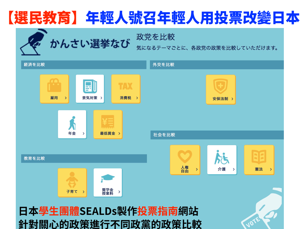 關注世代正義連線】借鏡日本大選：實現18歲公民權，台灣政黨需要決心與創意| 社團法人台灣少年權益與福利促進聯盟